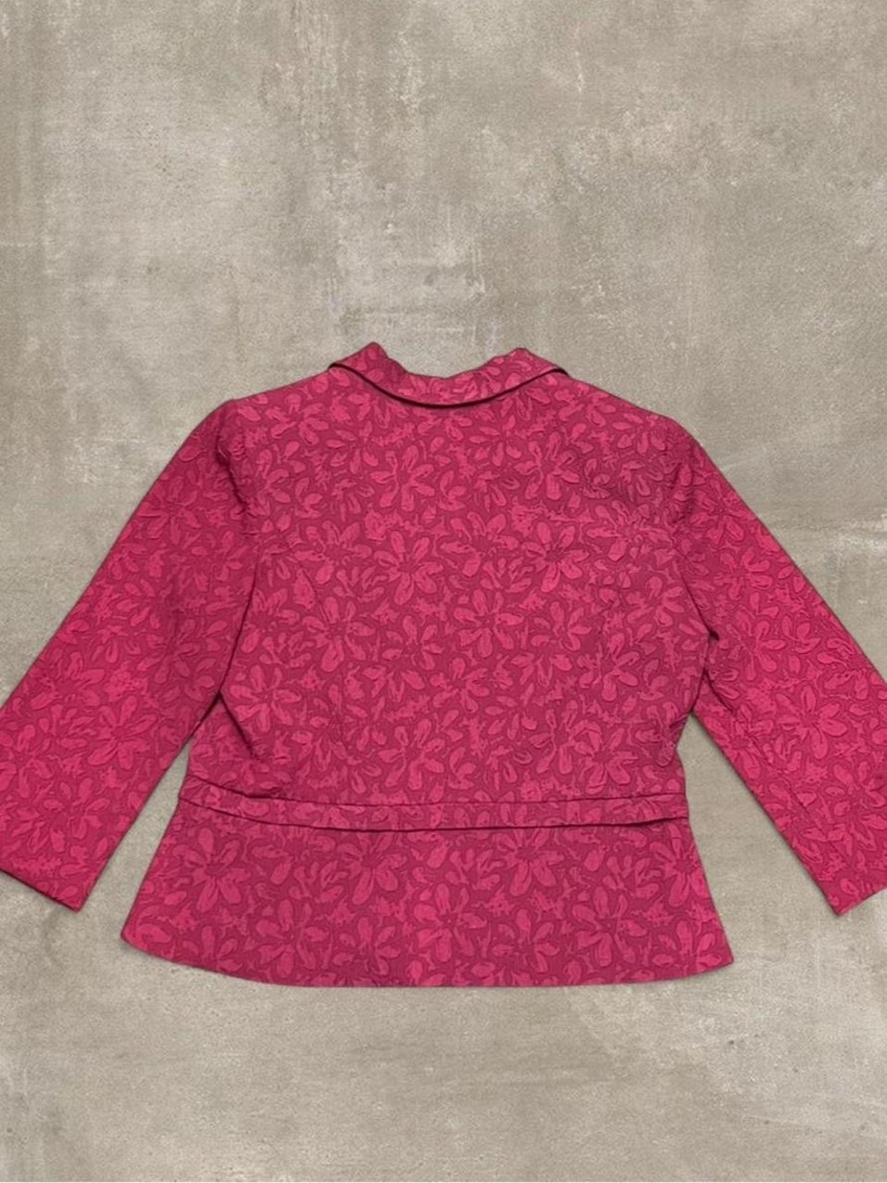 Miss Dorby Pink Floral Textured Jacket Blazer Size 16 Vintage - Picture 5 of 5